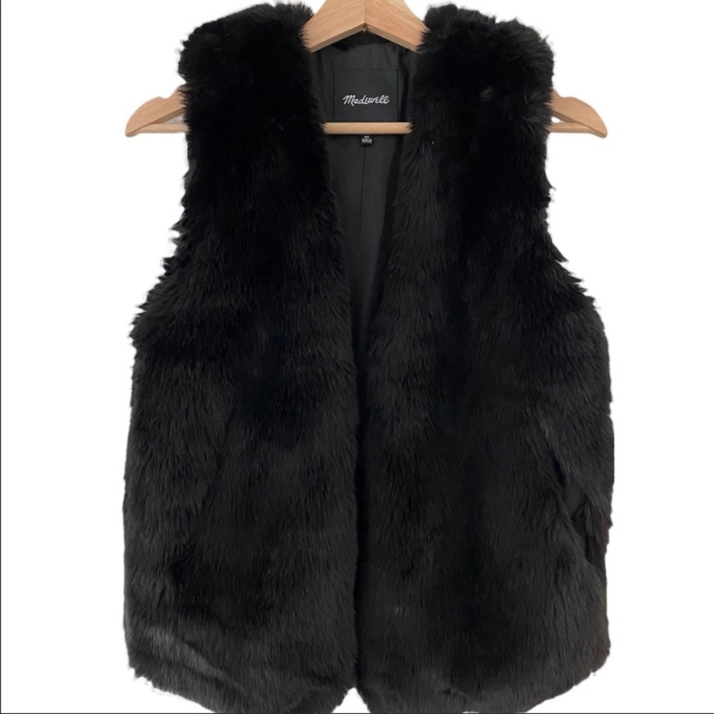 Madewell Black Faux Fur Vest Size XS